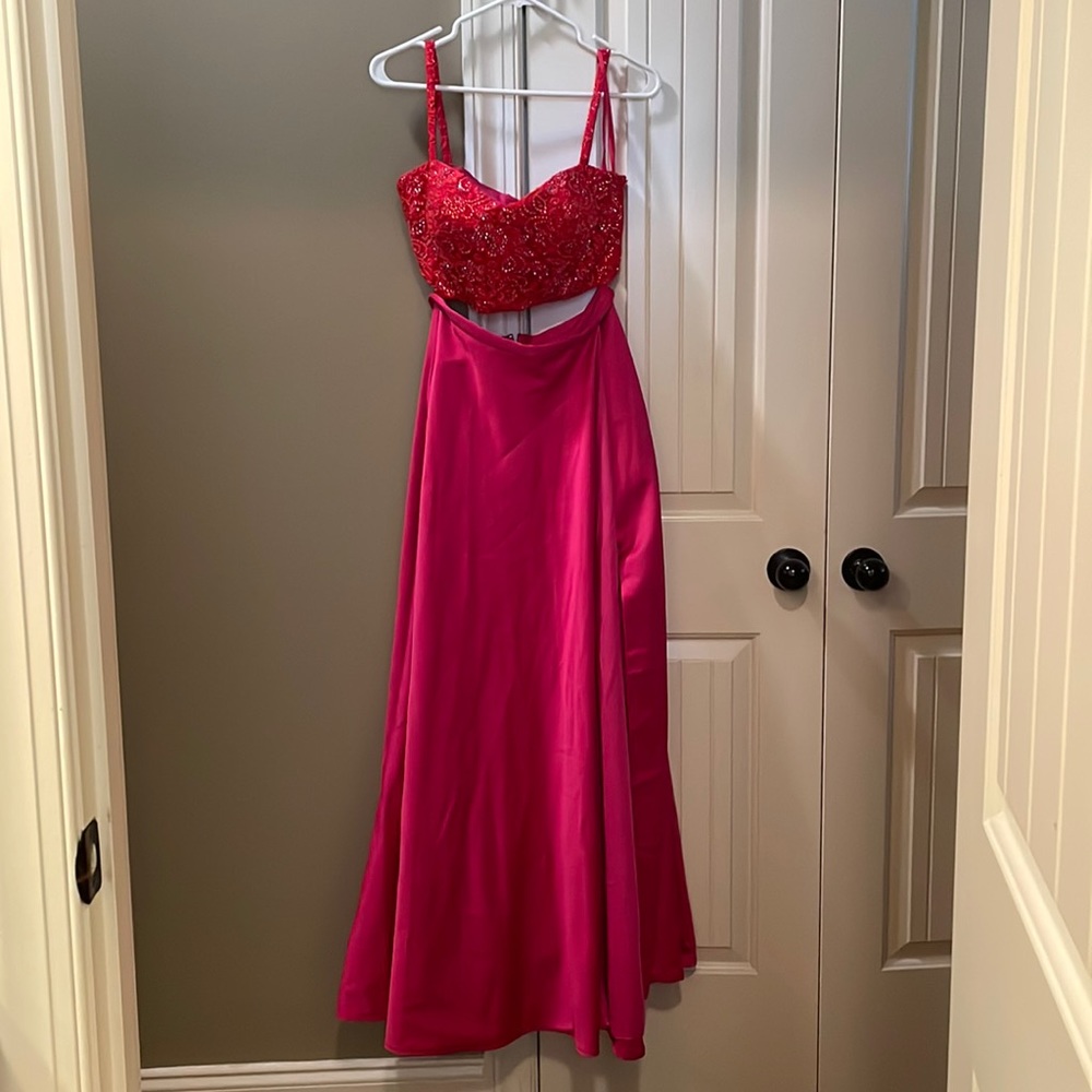 Stunning red two piece skirt/top combo
